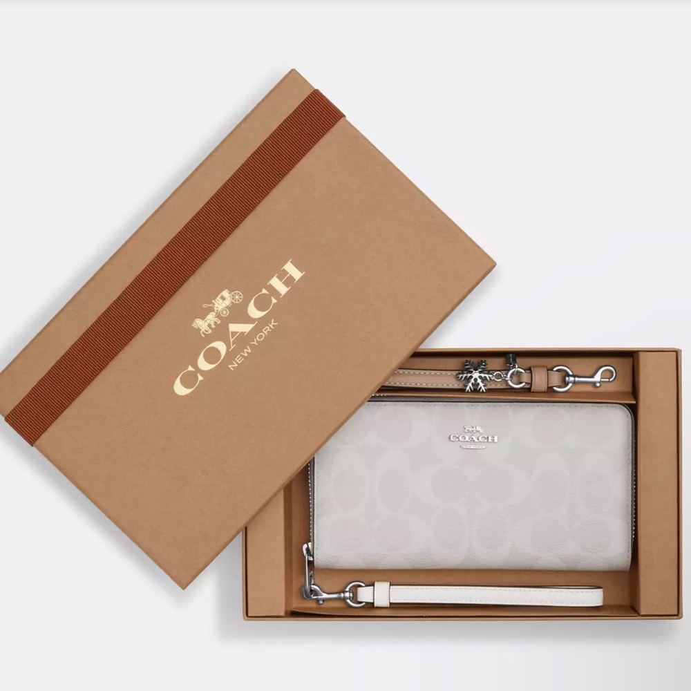 *SOLD* COACH Boxed Long Zip Around Wallet In Signature Canvas